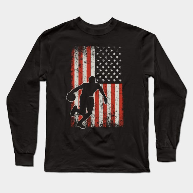 USA Flag Basketball Player Long Sleeve T-Shirt by ryanjaycruz